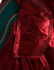 Red Nylon Hooded Pullover Sweatshirt Jacket