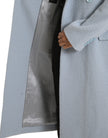 Blue Double Breasted Long Trench Coat Jacket
