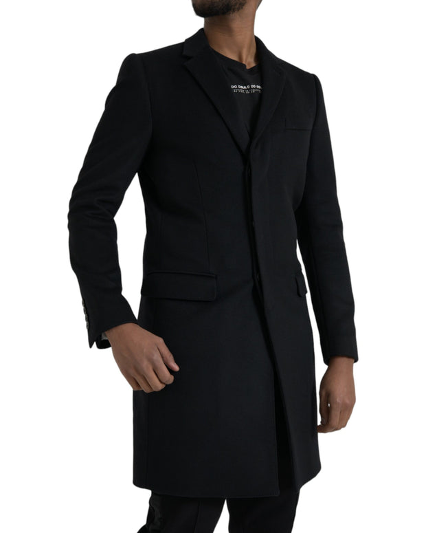Black Single Breasted Trench Coat Jacket