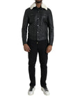 Black Leather Fur Collar Biker Coat Jacket