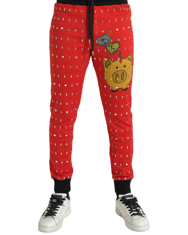 Red Year Of The Pig Jogger Sweatpants Pants