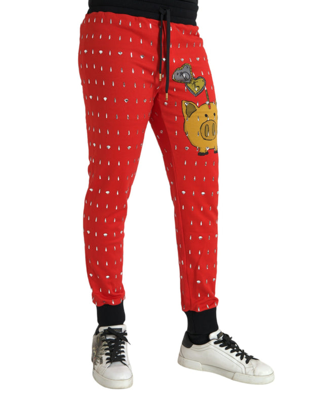 Red Year Of The Pig Jogger Sweatpants Pants