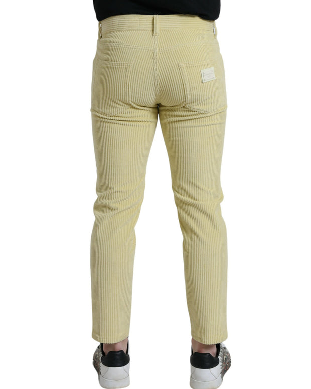 Yellow Corduroy Logo Plaque Skinny Denim Jeans