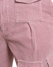 Pink Corduroy Cotton Stretch Skinny Cargo Jeans