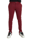 Red Wool Men Slim Fit Dress Pants