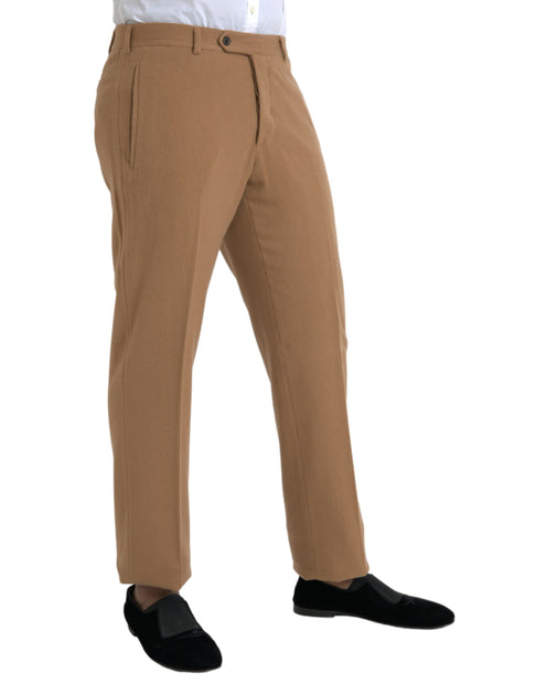 Beige Cashmere Men Straight Fit Dress Pants