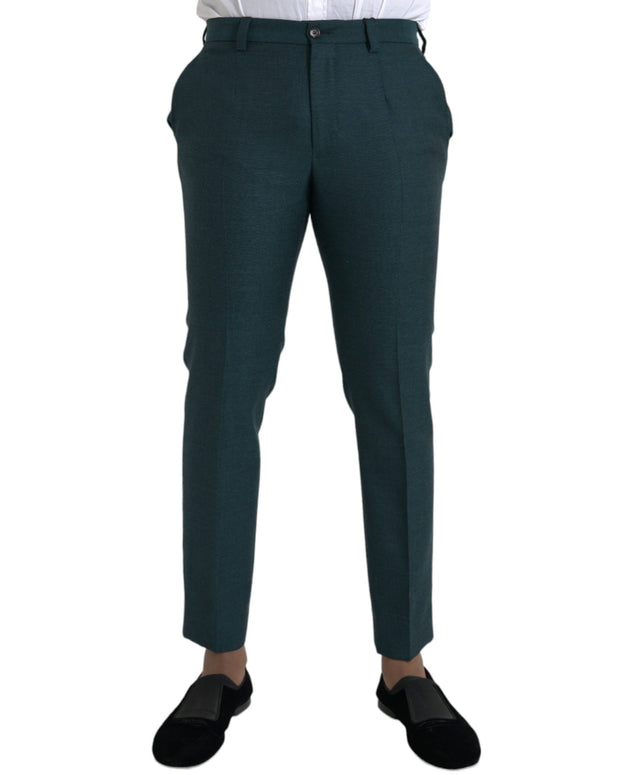 Green Wool Skinny Slim Dress Pants