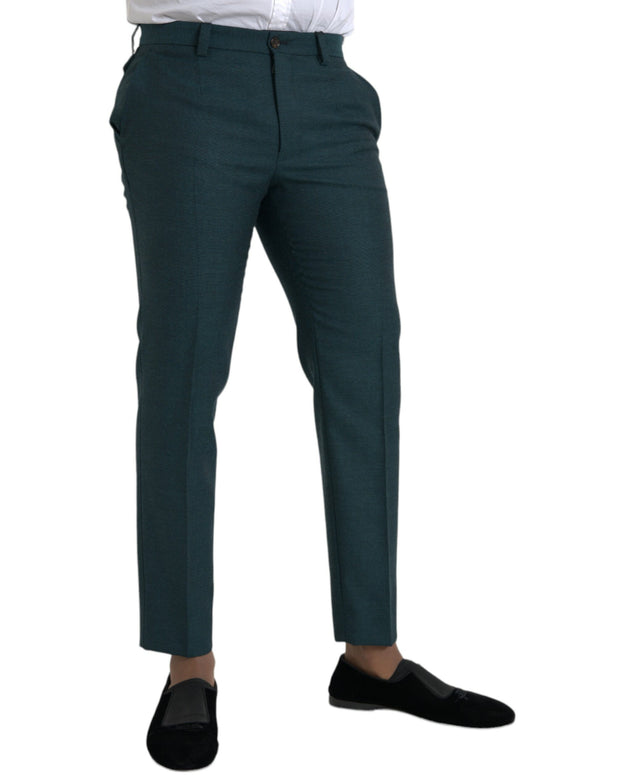 Green Wool Skinny Slim Dress Pants