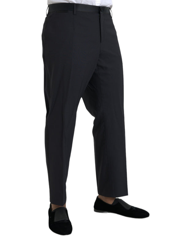 Blue Wool Men Skinny Dress Pants