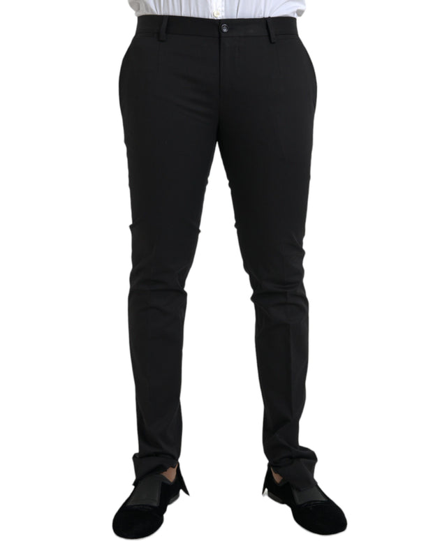 Black Cotton Stretch Skinny Dress Pants