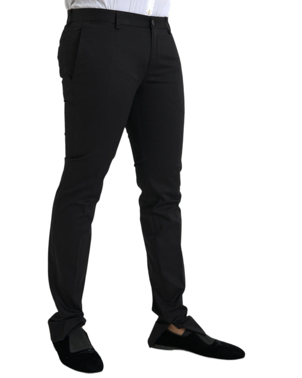 Black Cotton Stretch Skinny Dress Pants