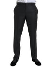 Black Wool Silk Skinny Dress Pants