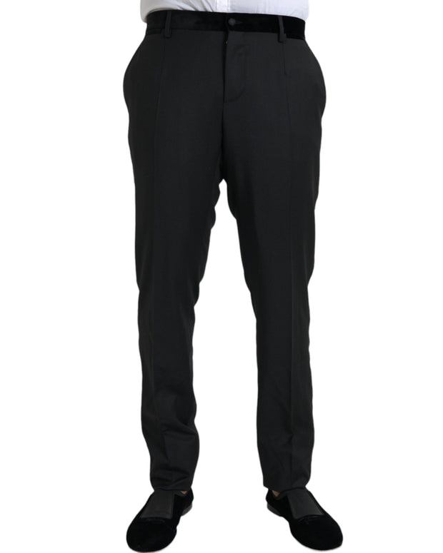 Black Silk Men Skinny Dress Pants