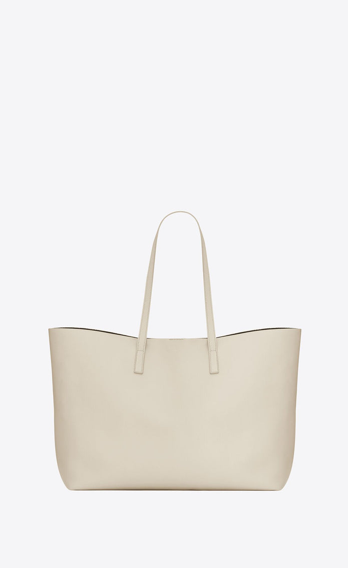 White Calf Leather Tote Shoulder Bag