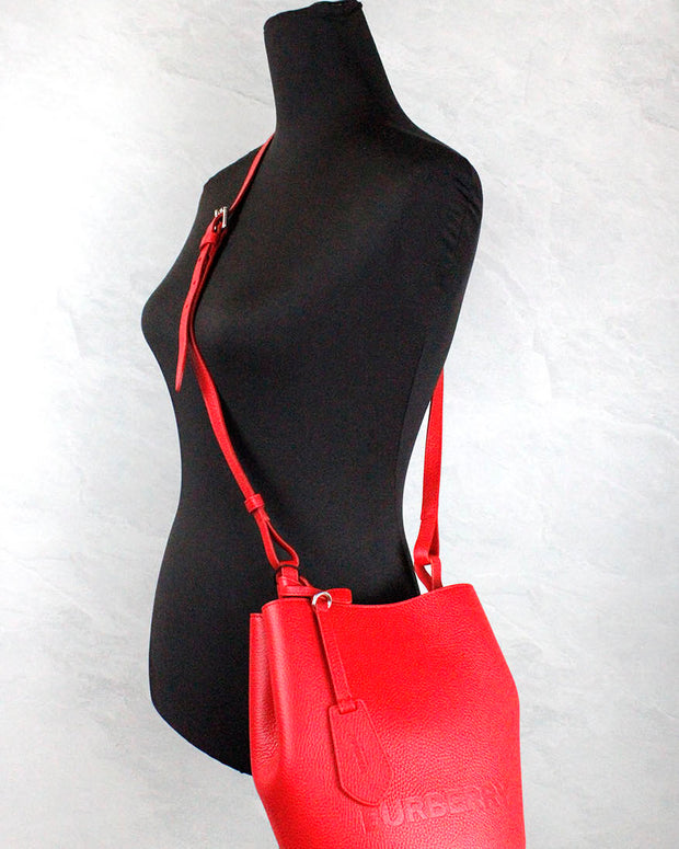 Lorne Small Red Pebbled Leather Bucket Crossbody Purse Bag