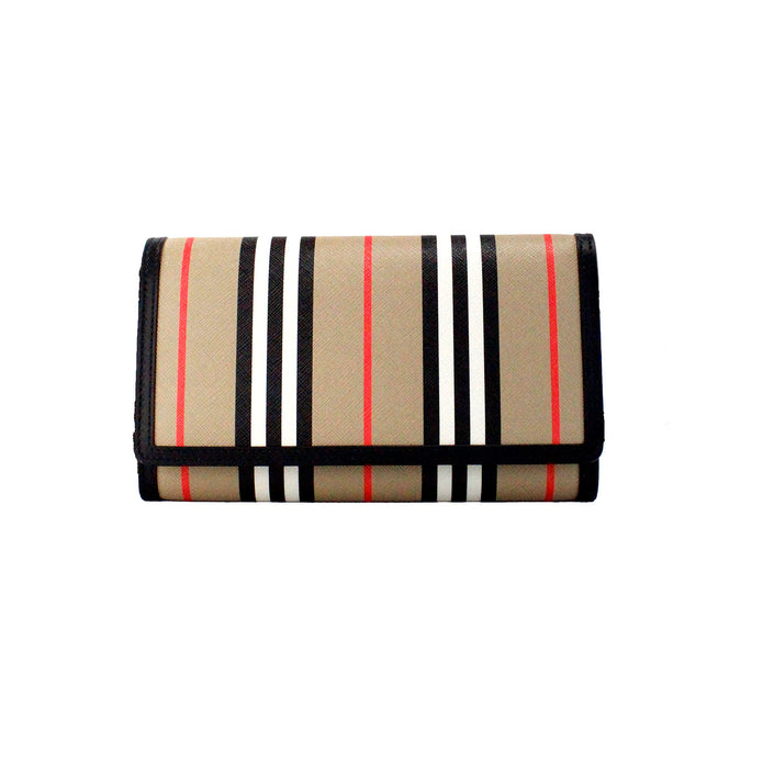 Hannah Icon Stripe Archive Black E-Canvas Leather Wallet Crossbody Bag