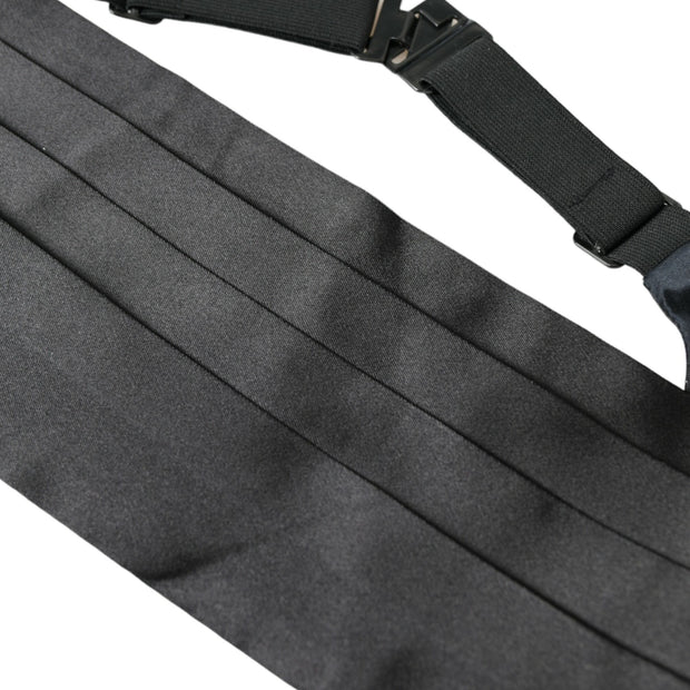 Black Men Wide Waist Silk Belt Cummerbund