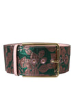 Multicolor Floral Jacquard Lurex Gold Buckle Belt