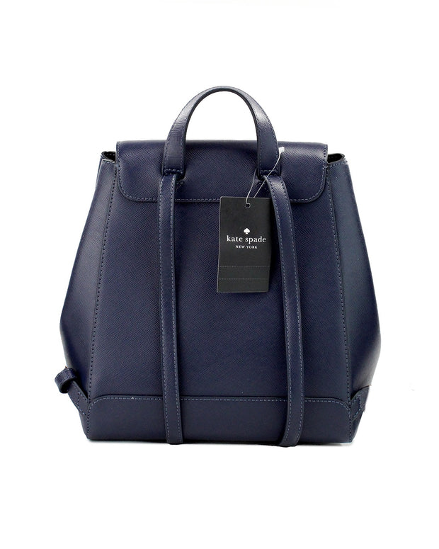 Madison Navy Saffiano Leather Medium Flap Shoulder Backpack Bag