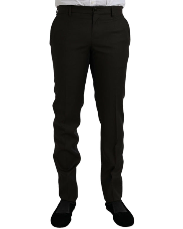Dark Brown Wool Slim Fit Formal Pants