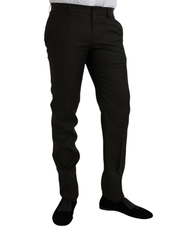 Dark Brown Wool Slim Fit Formal Pants
