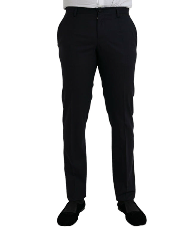 Dark Blue Wool Slim Fit Formal Pants