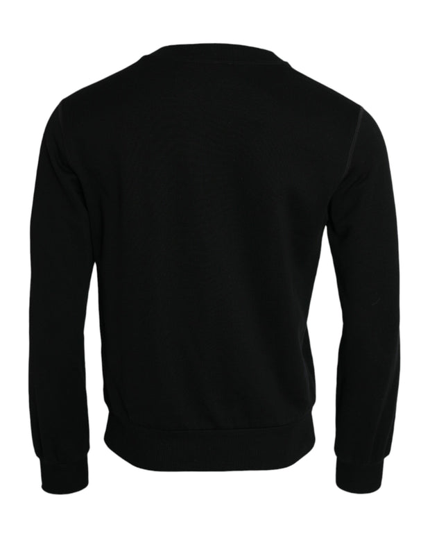 Black Cotton Long Sleeves Sweatshirt Sweater