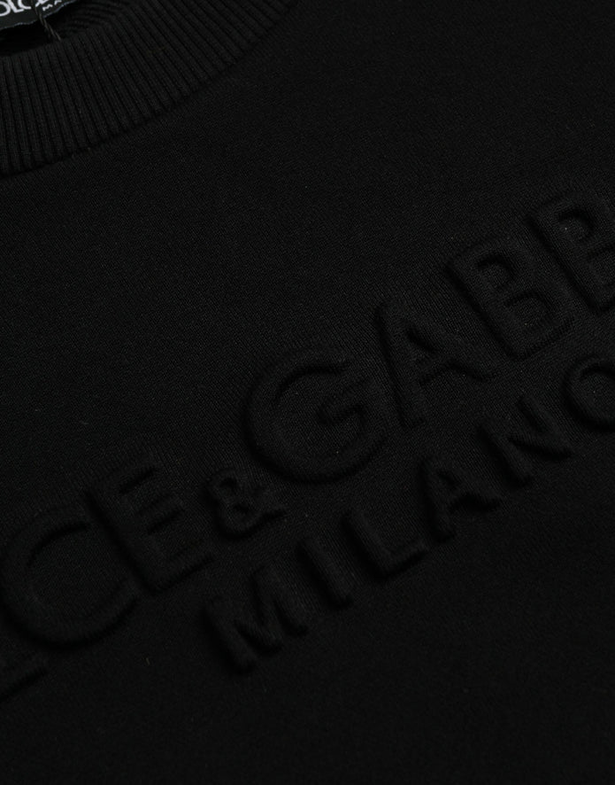 Black Cotton Long Sleeves Sweatshirt Sweater