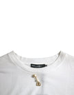 White Embellished Cotton Crew Neck T-shirt