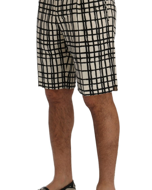 Elegant Striped Cotton-Linen Shorts