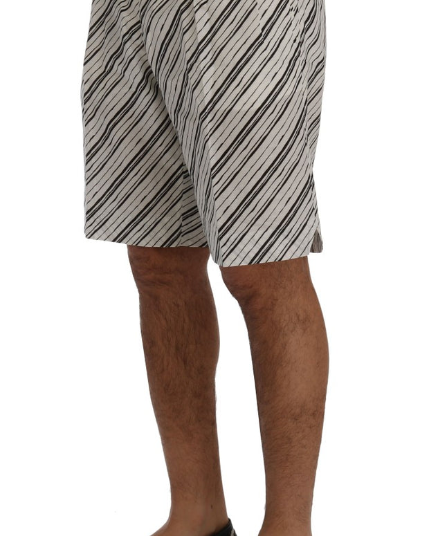 Elegant Striped Cotton-Linen Shorts