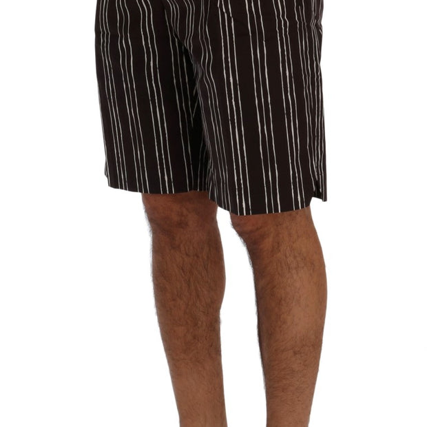 Bordeaux Striped Cotton Knee High Shorts