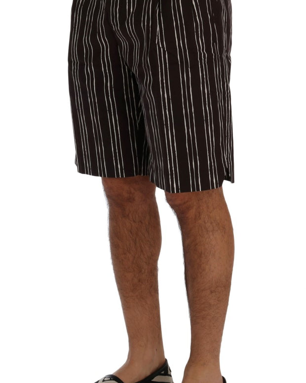 Bordeaux White Striped Hemp Casual Shorts