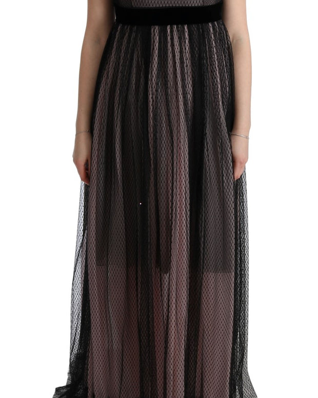 Black Pink Silk Long Shift Dress