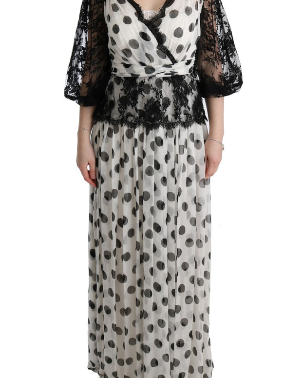 Black White Polka Dotted Floral Dress