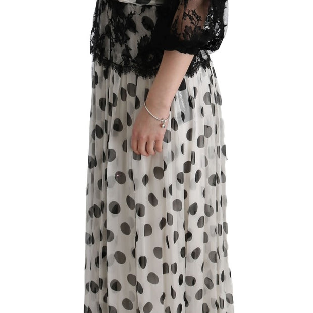 Elegant Polka Dotted Full Length Gown