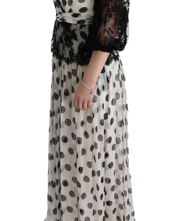 Black White Polka Dotted Floral Dress