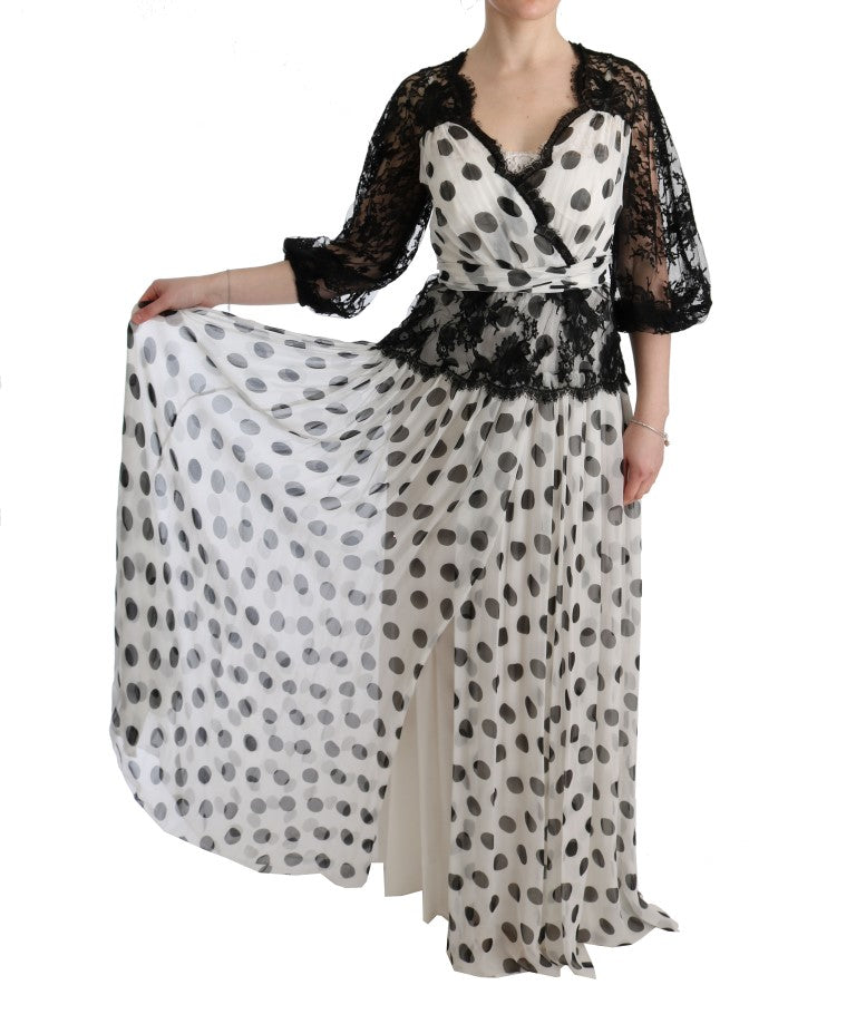 Elegant Polka Dotted Full Length Gown