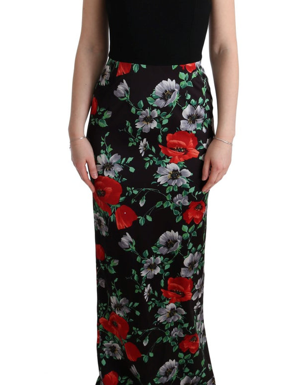 Multicolor Floral Print Stretch Sheath Long Dress