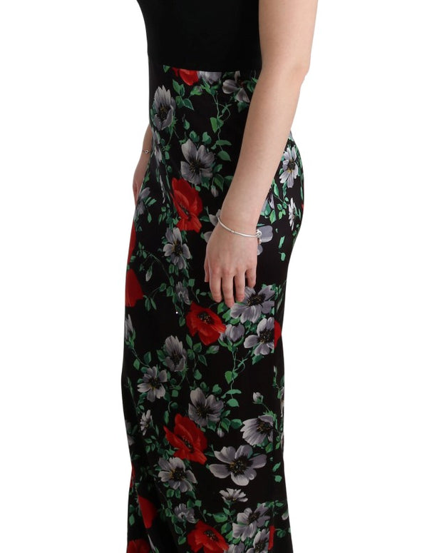 Multicolor Floral Print Stretch Sheath Long Dress