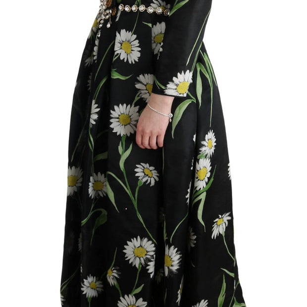 Elegant Sunflower Maxi Gown with Crystals