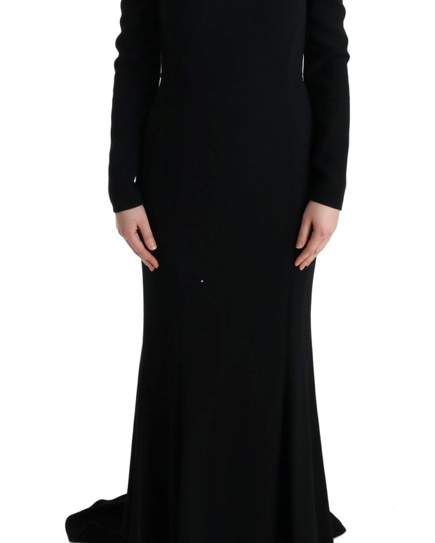 Black Stretch Long Gown Sheath Dress