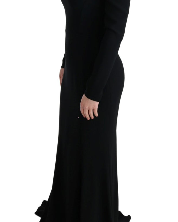 Black Stretch Long Gown Sheath Dress