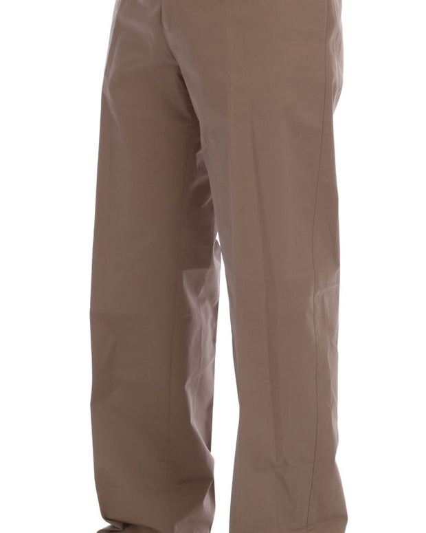 Beige Cotton Stretch Chinos Pants