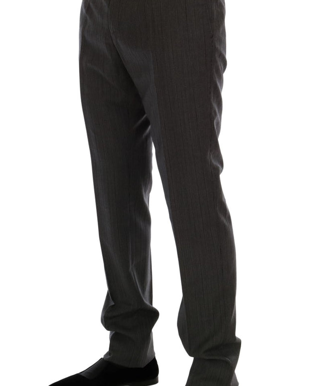 Gray Wool Striped Formal Pants