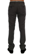 Gray Wool Striped Formal Pants
