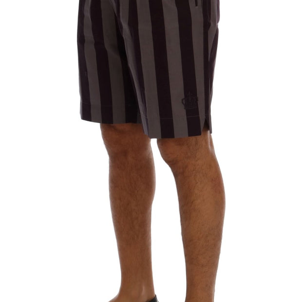 Casual Striped Cotton Shorts