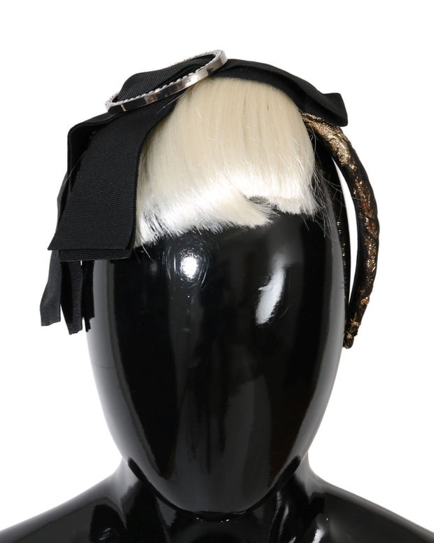 Black Crystal White Diadem Headband