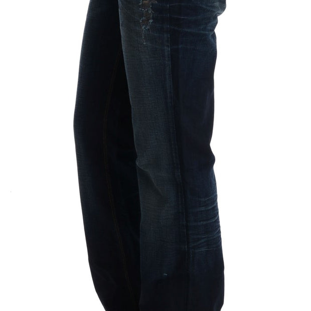 Elegant Blue Regular Fit Cotton Jeans