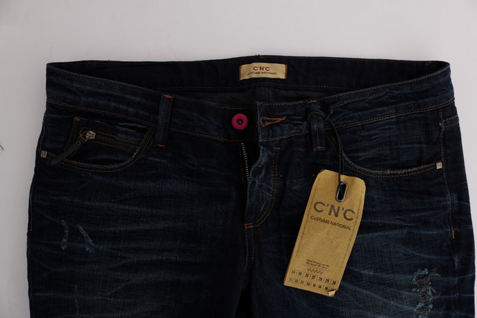 Elegant Blue Regular Fit Cotton Jeans